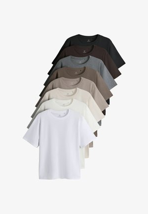 THE SET, 8 PACK ESSENTIAL LIGHTWEIGHT T-SHIRTS - T-Shirt basic - neutral black brown taupe cream white