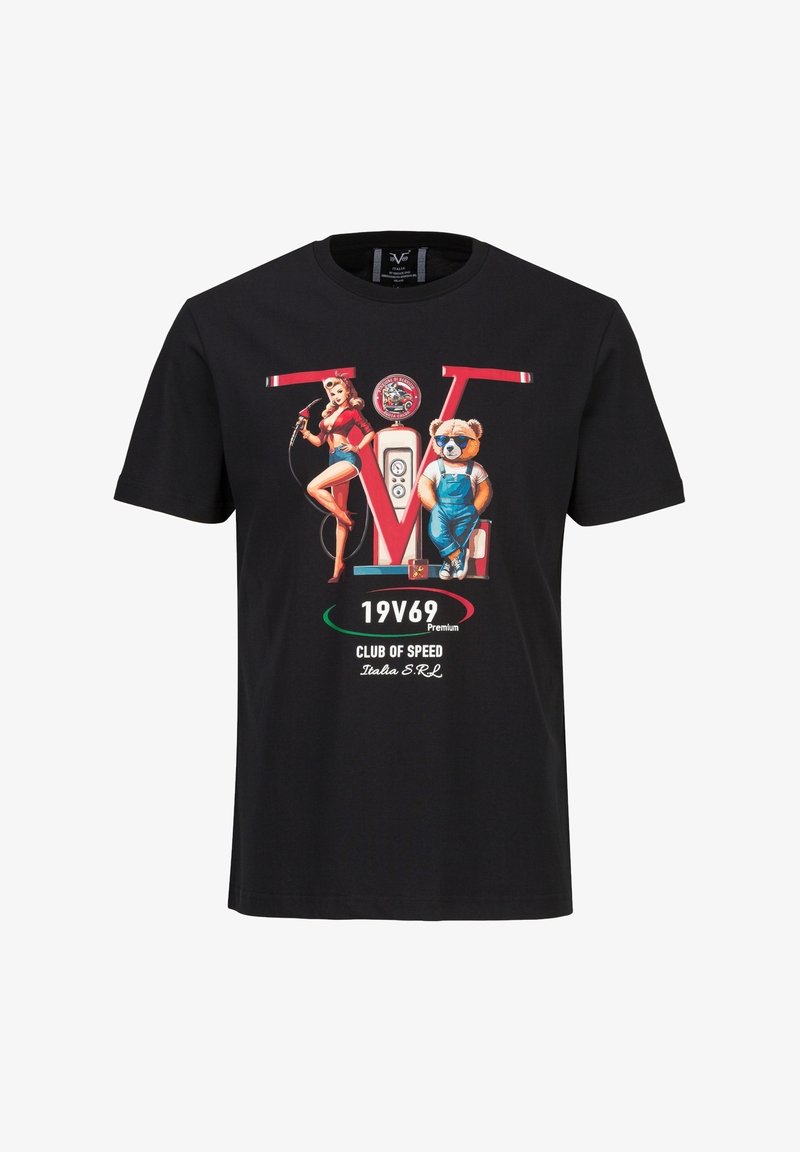 19V69 Italia RAFAEL RACING - Print T-shirt - black - Zalando