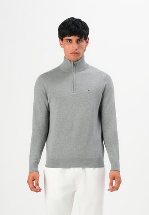 ESSENTIAL ZIP MOCK - Neule - medium grey heather