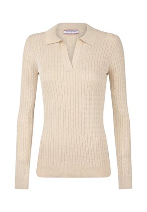 WITH A PATTERN AND COLLAR - Poloshirt - beige