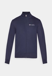 Veste zippée marine avec col haut, poignets côtelés et poches latérales. Dotée d'un logo brodé sur la poitrine gauche. Fabriquée dans un tissu doux et extensible.