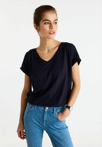 Next V-NECK RICH CAP SLEEVE - REGULAR FIT - T-shirt - bas - navy blue