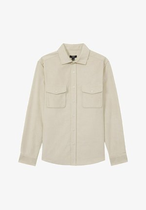 Light beige shirt made of cotton, featuring a button-down front, two chest pockets, and long sleeves with buttoned cuffs.