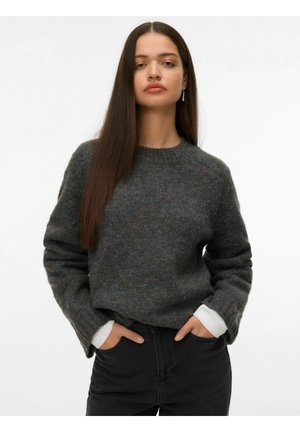 VMINGRID O NECK PULLOVER - Pullover - dark grey melange
