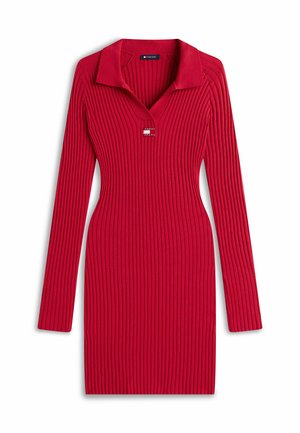 Tommy Jeans BADGE SLIM MINI - Robe fourreau - ruby rhubarb