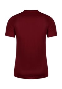 Burgundy short-sleeve t-shirt with a smooth texture, round collar, and reinforced seams. Features a subtle mesh pattern on the back.