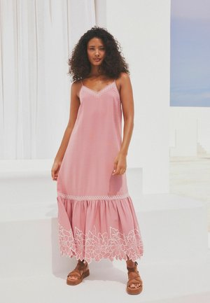 EMBROIDERED STRAPPY REGULAR FIT - Maxi šaty - pink white