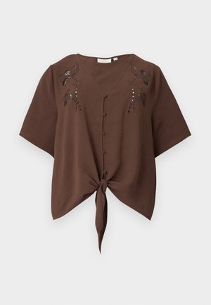 ONLY Carmakoma, CAREVALOU METTA KNOT SHIRT - Chemisier - chocolate martini