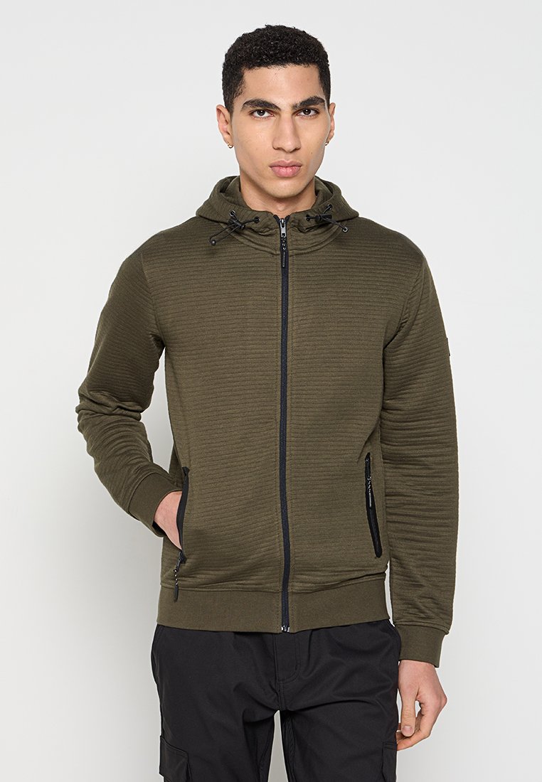 INDICODE JEANS Sweater met rits olijfgroen INDICODE JEANS Sweater met rits olijfgroen