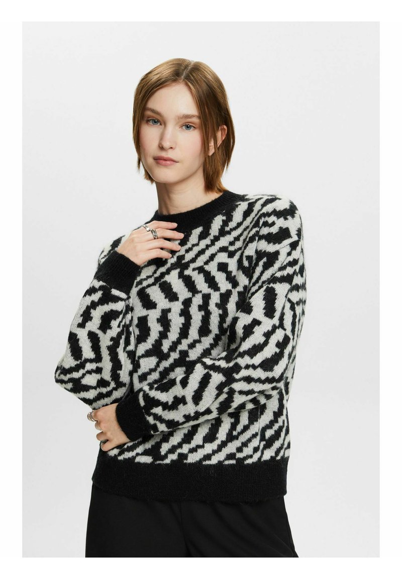 Esprit Black Ribbed Full-Zip Sweater (L)