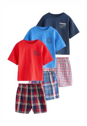 Next, REGULAR FIT - WOVEN SHORT PYJAMAS 3 PACK  .SET - Conjunto de pijama - red/blue check