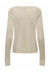 Helles Beige, Langarmpullover mit rundem Ausschnitt. Weicher, strukturierten Stoff mit gerippten Bündchen und Saum sowie nahtlosem Schulterdesign.