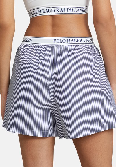 Blauwe en witte gestreepte shorts met een elastieke tailleband en 'POLO RALPH LAUREN' branding, geraffineerde stof voor comfort en pasvorm.