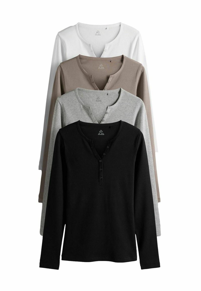 THE SET 4 PACK - Bluză cu mânecă lungă - black white light grey taupe brown