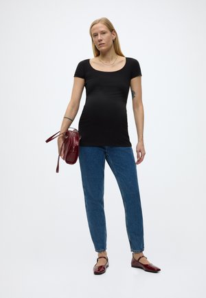 Anna Field MAMA 2 PACK - Lihtne T-särk - dark gray/black