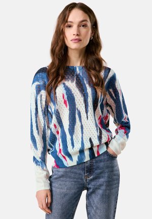 LANGARM RUNDHALS - Jumper - savoy blue gemustert