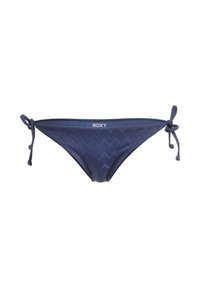 Roxy bikiniunderdel i mörk marinblå med zigzag-mönster, snörning i sidan och slät textur. Har justerbara remmar för passform.
