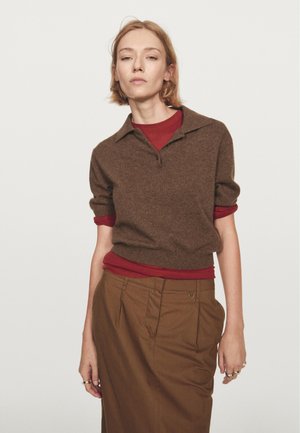 SHORT SLEEVE WITH POLO COLLAR - Polo - dark brown