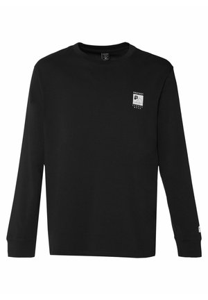 Sort langærmet t-shirt lavet af bomuld. Har et lille hvidt logo på øverste venstre bryst og ribbede manchetter. Klassisk crew neck design.