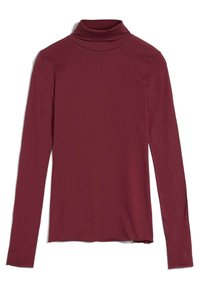 Viininpunainen pitkähihaisen poolopaita, joka on valmistettu sileästä ja joustavasta kankaasta. Paita on muotoiltu istuvaksi ja sen alaosa on hieman kaareva.