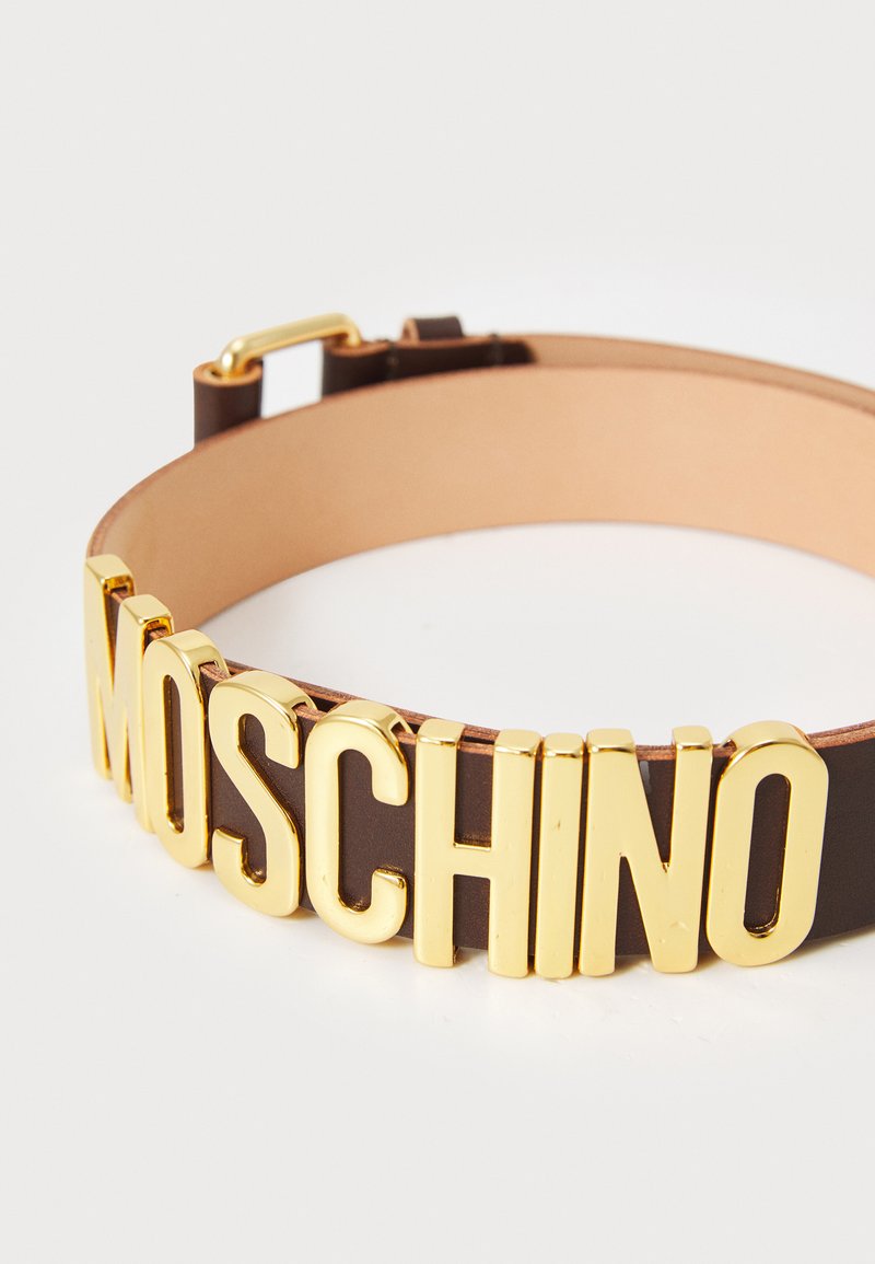 Moschino Tan Leather Belt with Gold Crystal Logo s-l400.jpg main image 2