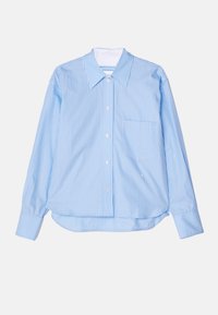 CROPPED LONG SLEEVE - Button-down blouse - marina/white
