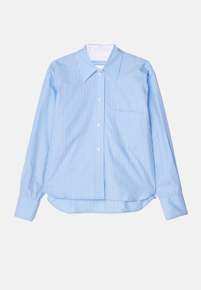 Victoria Beckham CROPPED LONG SLEEVE - Button-down blouse - marina/white