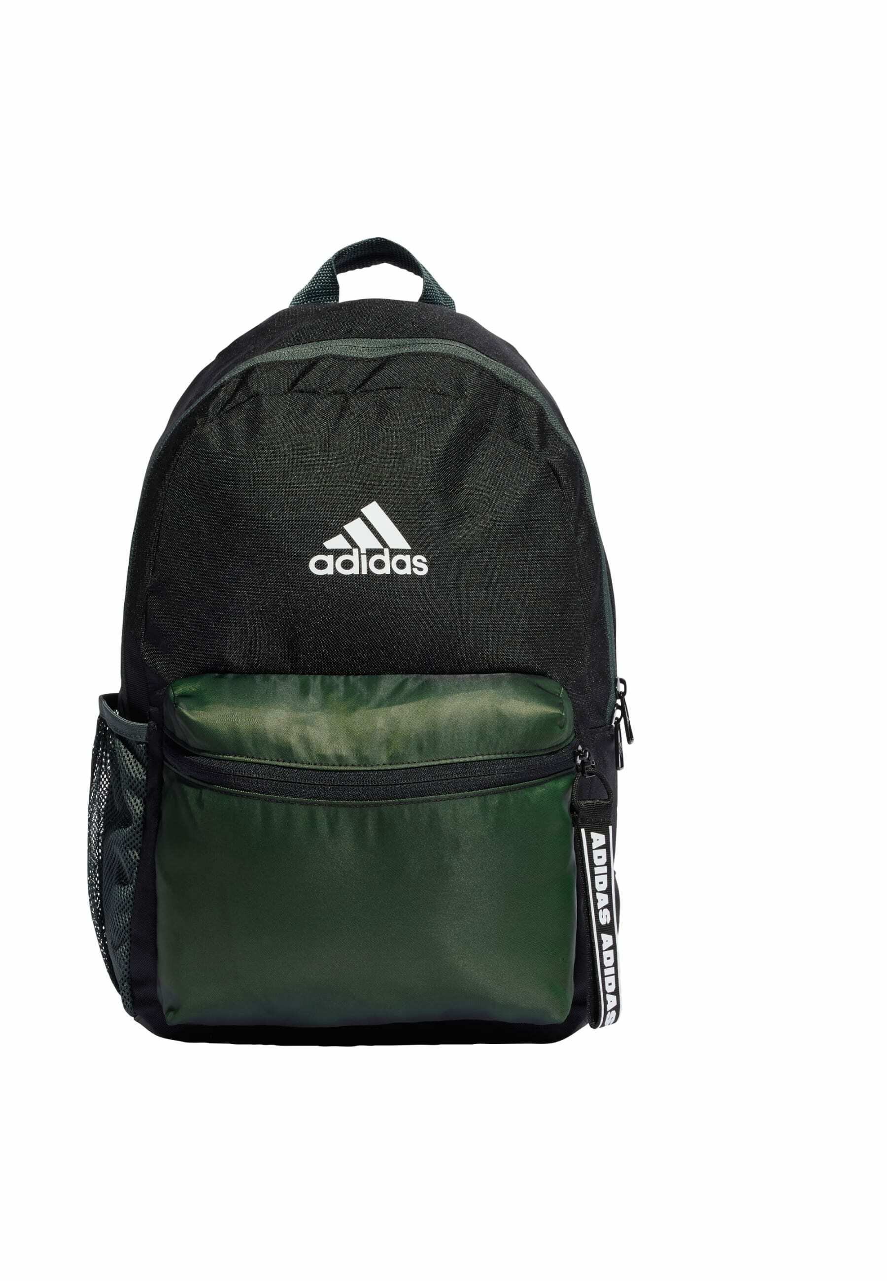 adidas black and green backpack