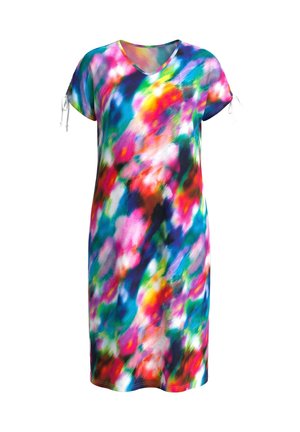 Ulla Popken, ALLOVER PRINTED GATHERED SHOULDERS DRESS - T-Shirt-Kleid - petrol green