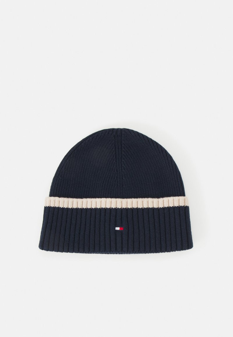 Tommy Hilfiger - BLOCK FLAG SHORT BEANIE UNISEX - Pletena kapa - space blue/creme, Povečajte