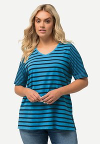 Ulla Popken RINGELMIX V-AUSSCHNITT HALBARM - Camiseta estampada