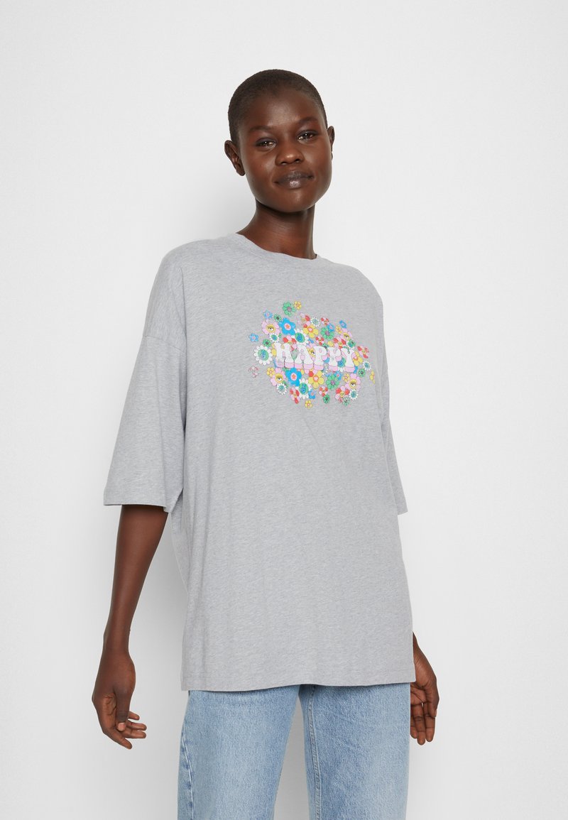 Damen Bekleidung | CHIARA FERRAGNI HAPPY T-Shirt print grigio melange/grau - SL58076 Damen Bekleidung | CHIARA FERRAGNI HAPPY T-Shirt print grigio melange/grau - SL58076