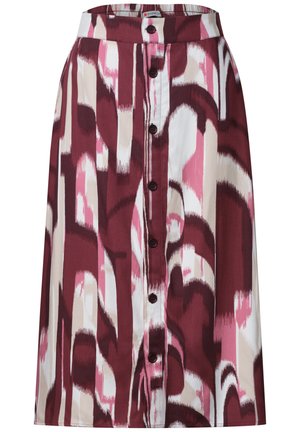 Street One, MIDI-ROCK MIT KNOPFLEISTE UND PRINT - Jupe trapèze - rustic rouge
