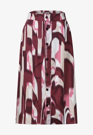 Street One, MIDI-ROCK MIT KNOPFLEISTE UND PRINT - Jupe trapèze - rustic rouge