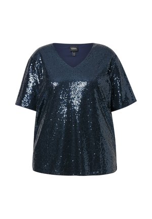 Ulla Popken SHORT SLEEVE V-NECK - Blouse - marine