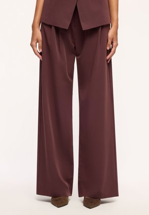 Terranova, PANTALONI WIDE LEG CON COULISSE E FIBBIA - Pantaloni - bordeaux scuro