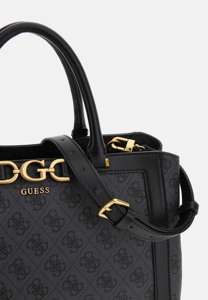 Borsa Guess Dagan Satchel 4G Logo Coal – Borsa Donna Grande In Ecopelle Nera, Made In Italy - Foto 2