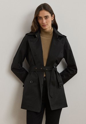 Lauren Ralph Lauren DOUBLE BREASTED COTTON BLEND TRENCH COAT - Trenchcoat - black