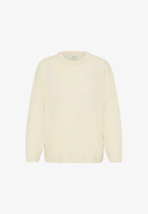 Kerge beez sveter, mis on valmistatud pehmest ja tekstuurses kangast. Omab ümmargust kaelust ja lõtva disaini, millel on allavoolavad õlarid.