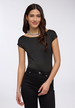 WITH RHINESTONES AND A DEEP BACK NECKLINE - T-shirt con stampa - nero