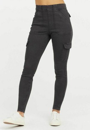 STRETCH TWILL ANKLE - Cargo trousers - washed black