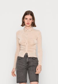 Gina Tricot DOLLY SHIRT - Casaco de malha - pumice stone