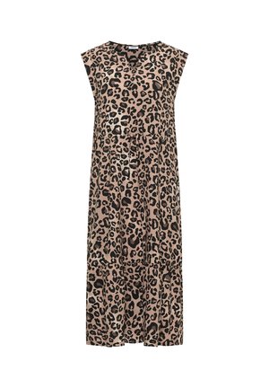 Cecil, MIDI-KLEID MIT SPLIT NECK UND LEO-PRINT - Day dress - urban taupe