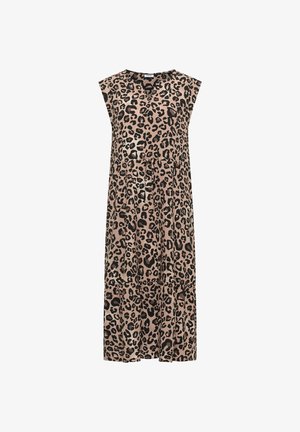 Cecil, MIDI-KLEID MIT SPLIT NECK UND LEO-PRINT - Day dress - urban taupe