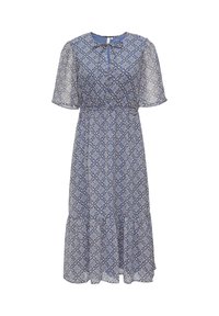 QS GEMUSTERTES MIDI - Blusenkleid - hellblau