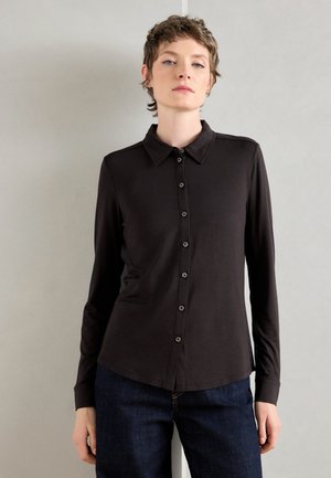 BLOUSE LONG SLEEVE COLLAR BUTTON PLACKET - Chemisier - dark coffee