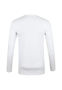 Witte t-shirt met lange mouwen en een eenvoudig ontwerp, gemaakt van zachte katoenstof. Heeft een ronde halslijn en een rechte pasvorm. Geen zichtbare patronen of accenten.