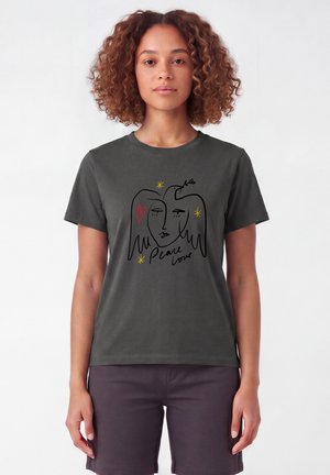 watapparel, PEACE LOVE - T-shirt print - anthracite