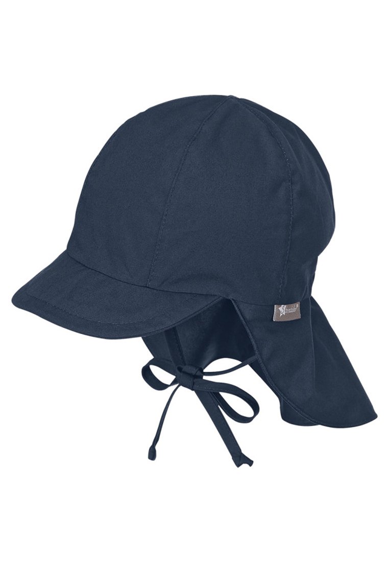 Sterntaler Cappello Reversibile Bambini Con Protezione Collo In Mussola Bio - Bluegrey, Paraorecchie E Laccetti