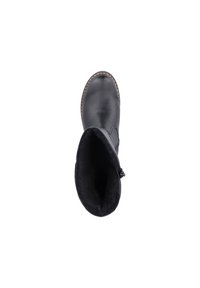 Black ankle boot with a smooth leather exterior, round toe, and plush inner lining. Includes a side zipper and subtle stitching details.